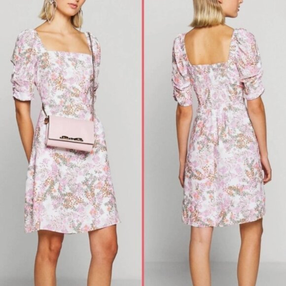 Rebecca Minkoff Dresses & Skirts - Rebecca Minkoff Randy Floral Dress Knee Length Square‎ Neck Ruched Size Small